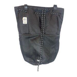 VICTORIA'S SECRET PINK DRAWSTRING MESH BACKPACK PURE BLACK NWT